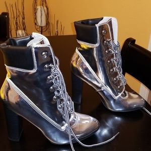 SILVER AND BLACK BOOTS
